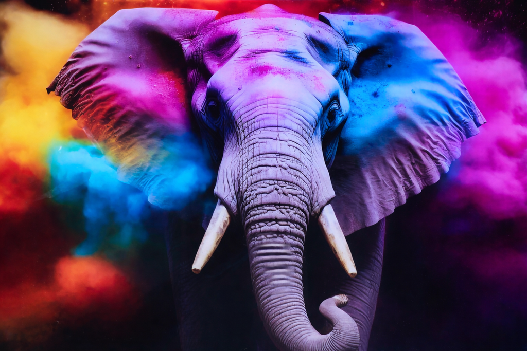 Color Burst Elephant 20in x 28in
