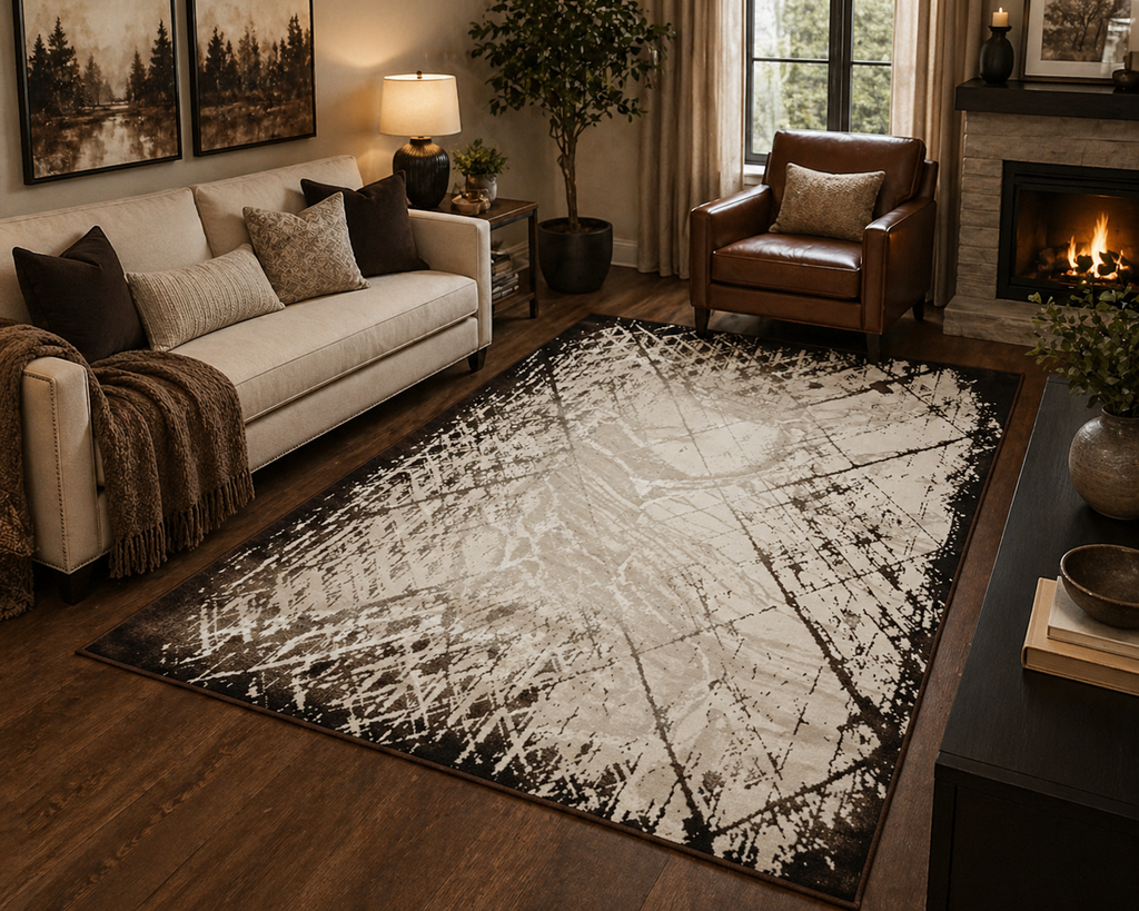 Legacy Brown Abstract Rug 5.4x7.5