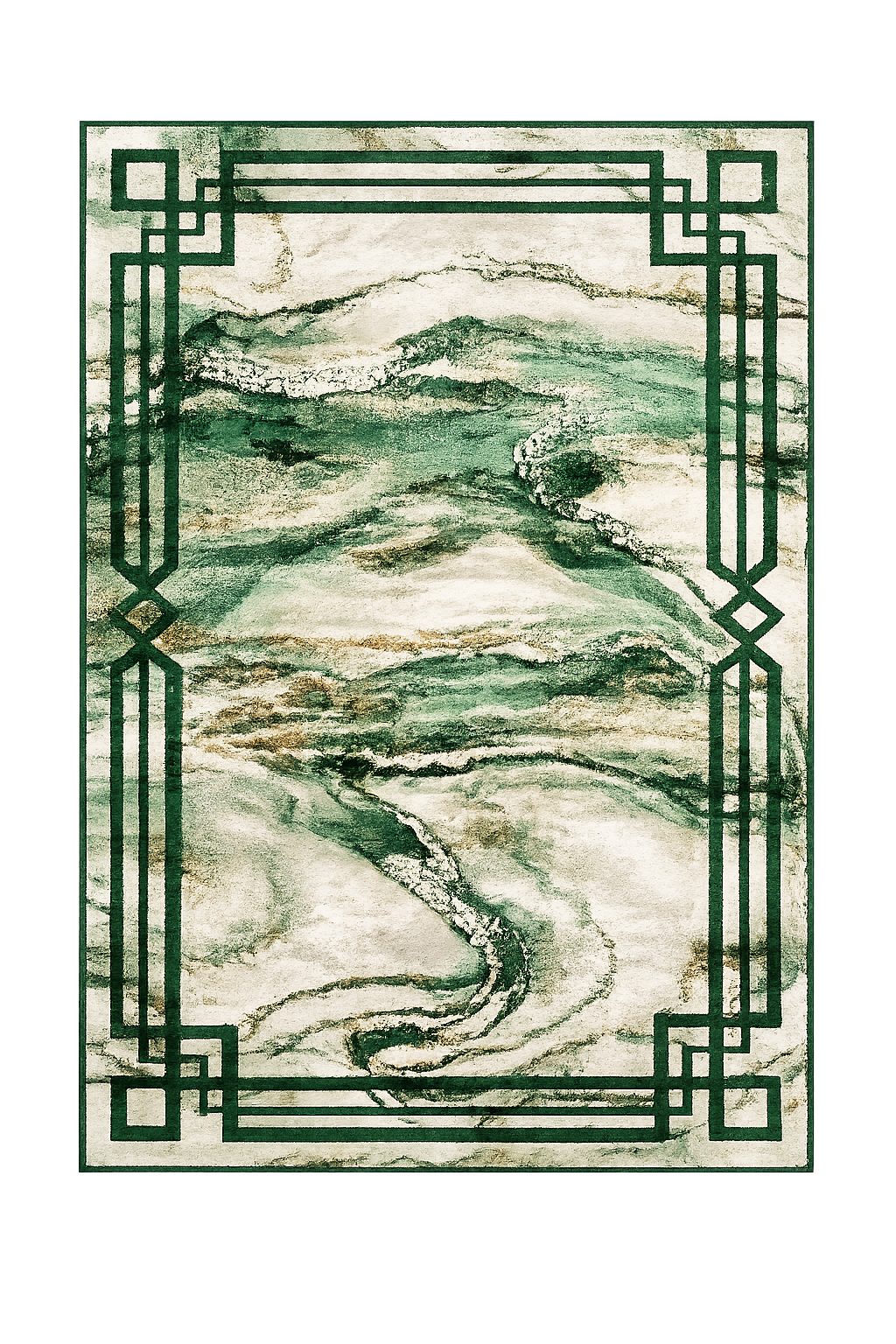 Mira Green Abstract Marble Area Rug – 5.4′ x 7.5′ & 8′ x 10′