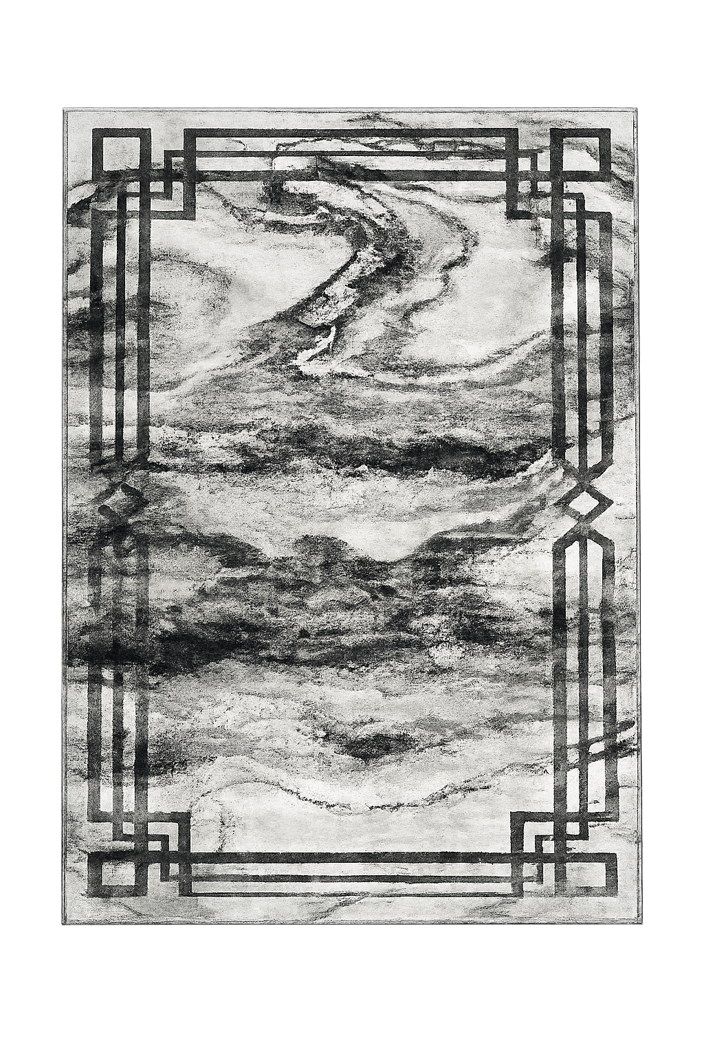 Mira Gray Abstract Marble Area Rug – 5.4′ x 7.5′ & 8′ x 10′