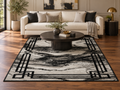 Mira Black Abstract Marble Area Rug – 5.4x7.5 & 8x10