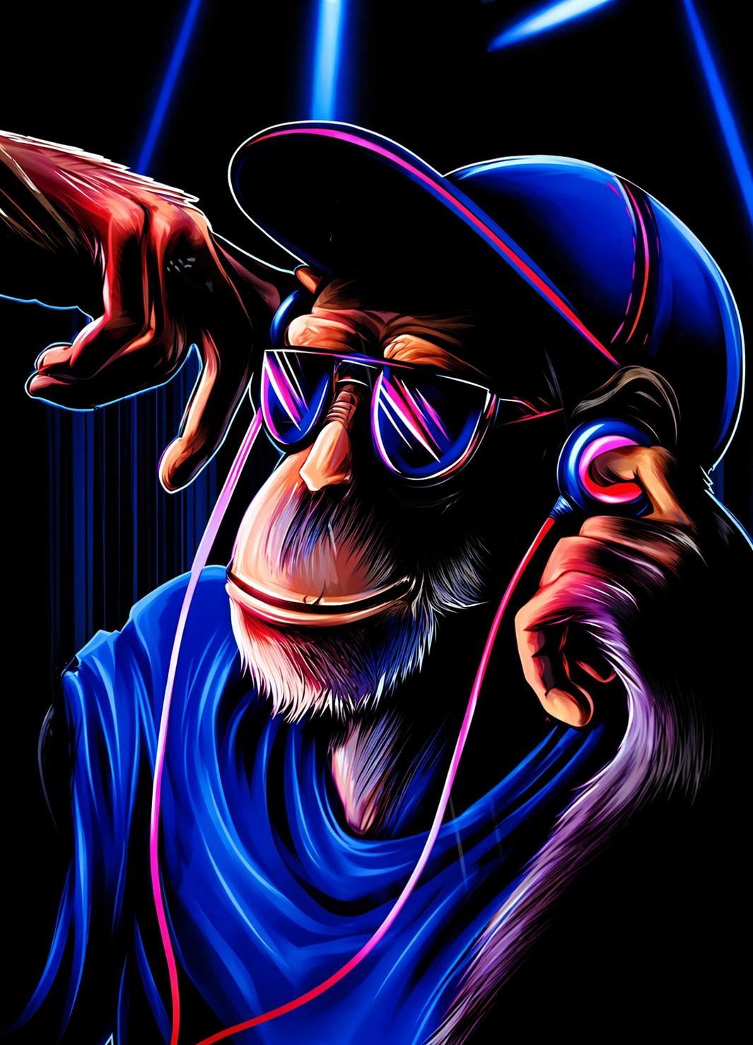 Neon DJ Monkey 20in x 28in