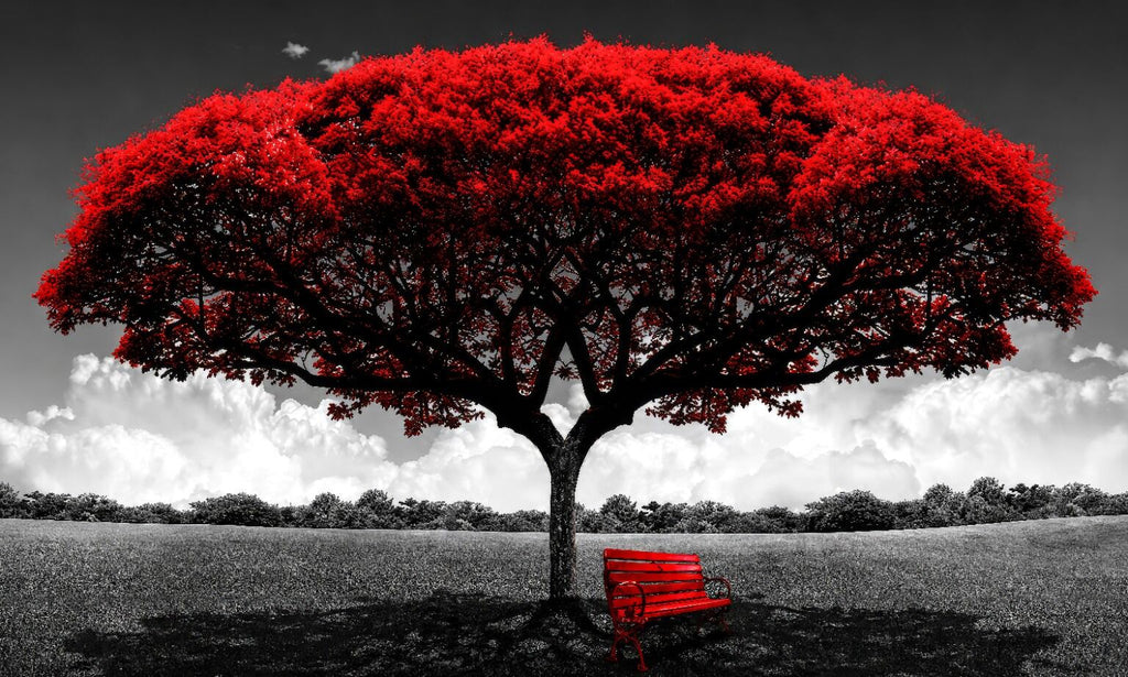 #2200L- Crimson Solitude Red Tree