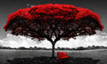 #2200L- Crimson Solitude Red Tree