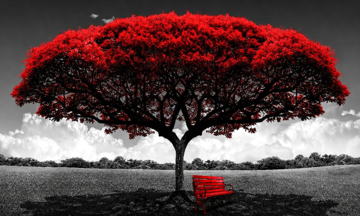 #2200L- Crimson Solitude Red Tree