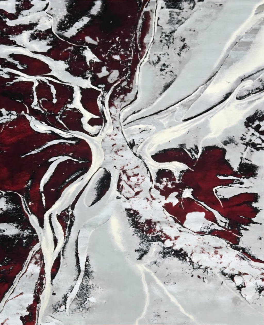 Fusion Red Abstract Rug 5.4x7.5