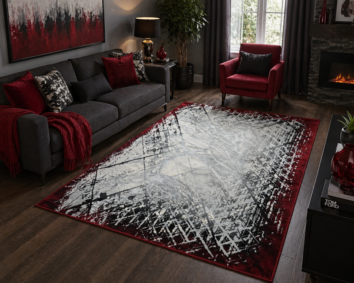 Legacy Red Abstract Rug 5.4x7.5