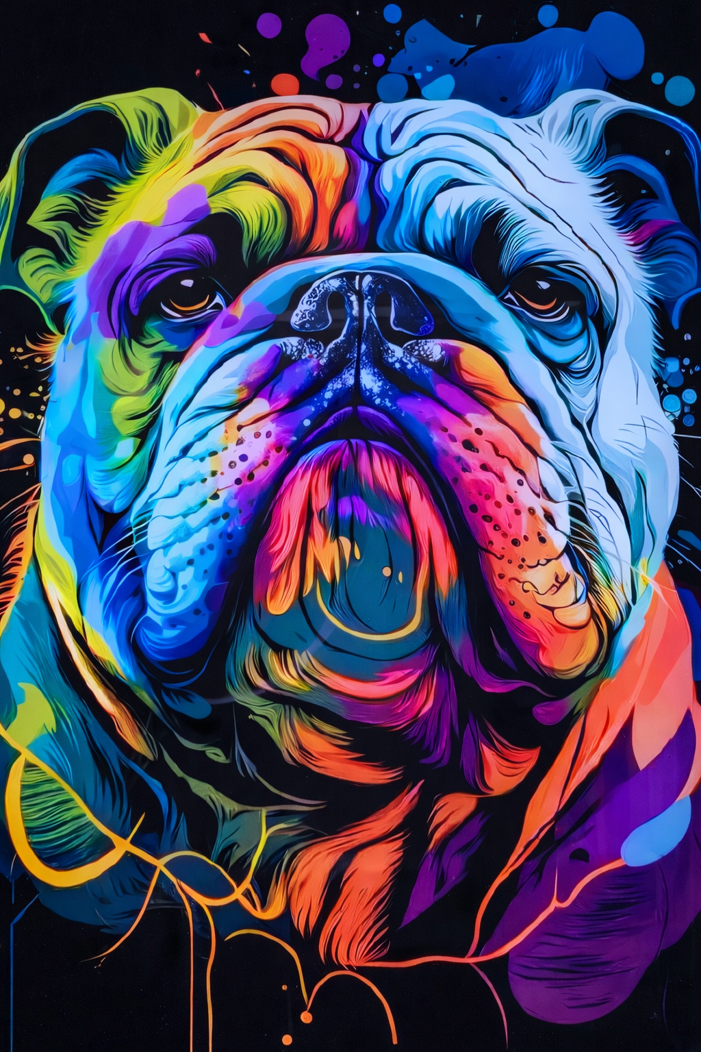 Neon Bulldog 20in x 28in