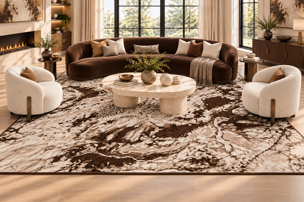 Neptune Brown Abstract Area Rug – 5.4x7.5 & 8x10