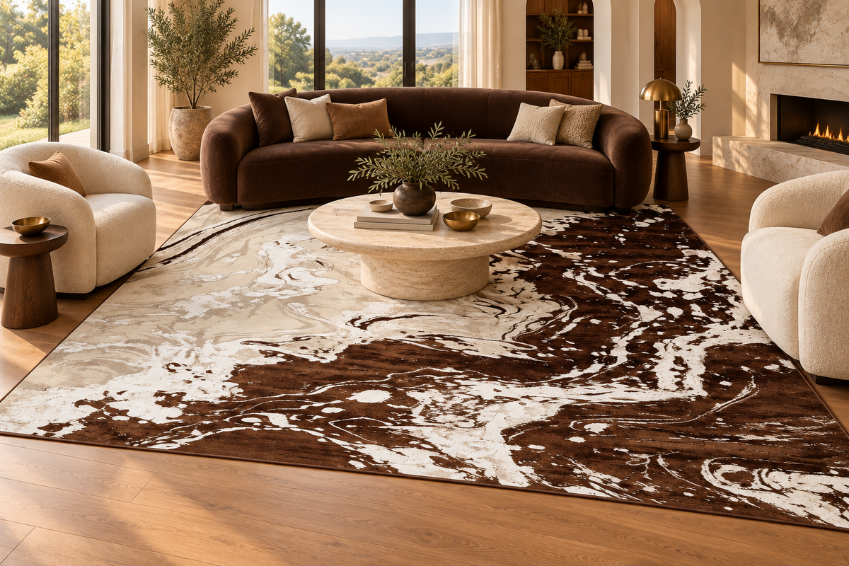 Haven Brown Abstract Area Rug – 5.4x7.5 & 8x10