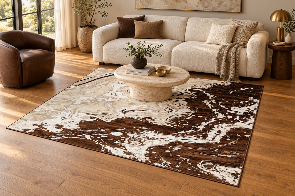 Haven Brown Abstract Area Rug – 5.4x7.5 & 8x10