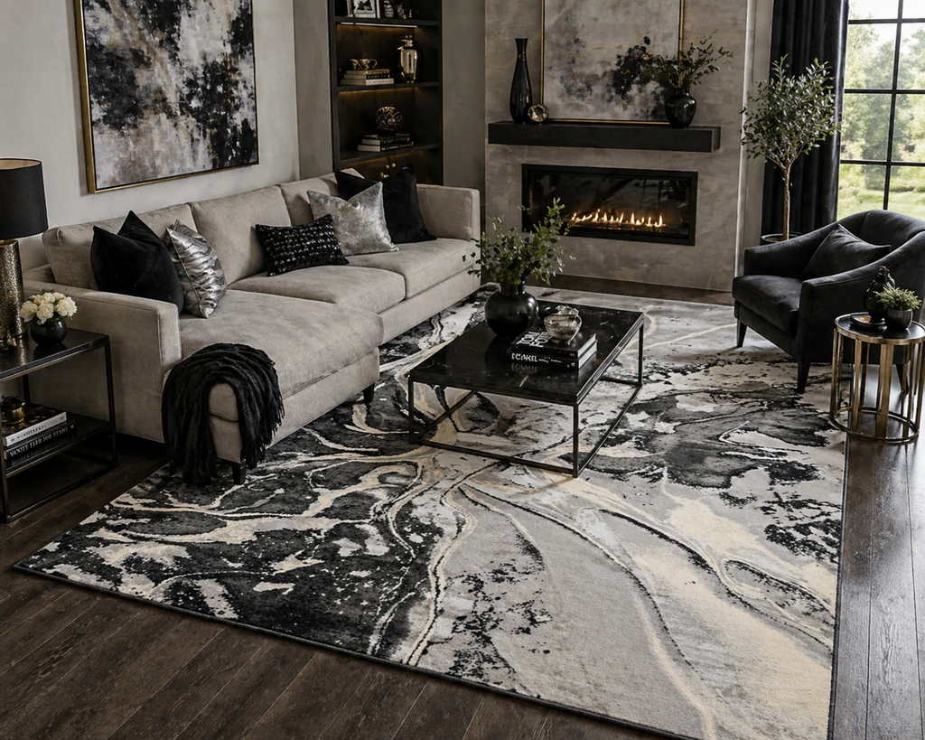 Fusion Grey Abstract Rug 5.4x7.5