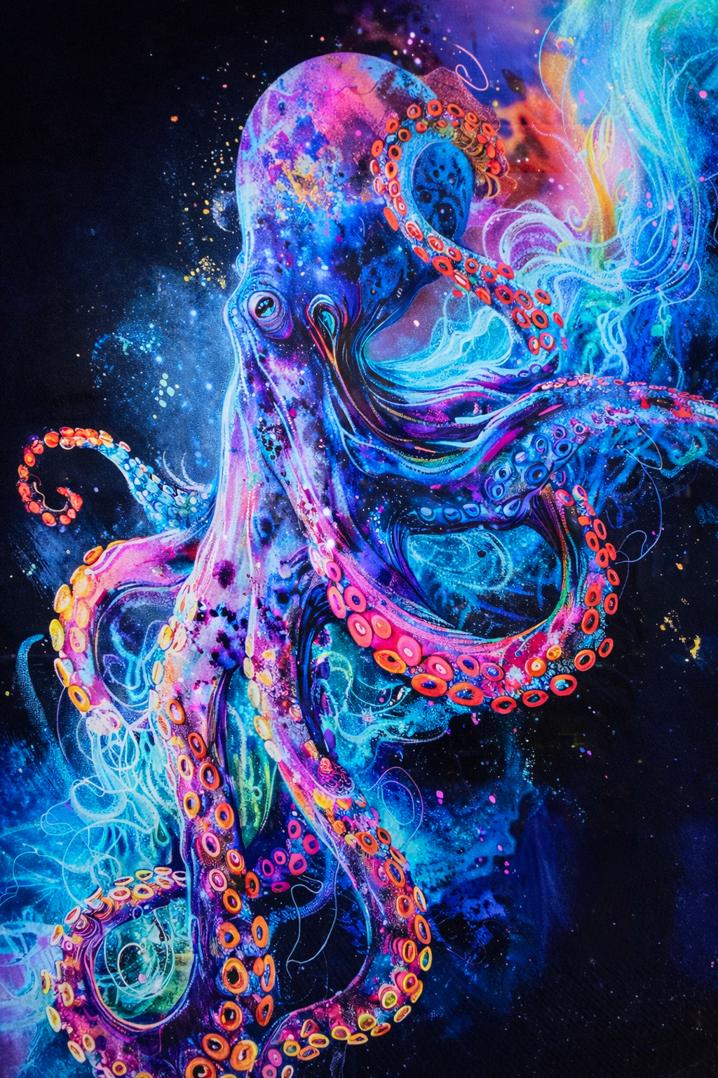 #1019L- Cosmic Neon Octopus