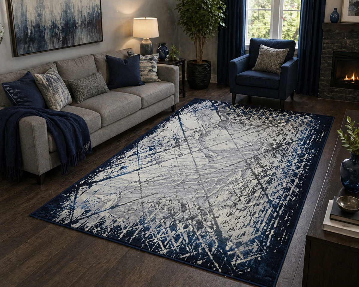 Legacy Navy Abstract Rug 5.4x7.5