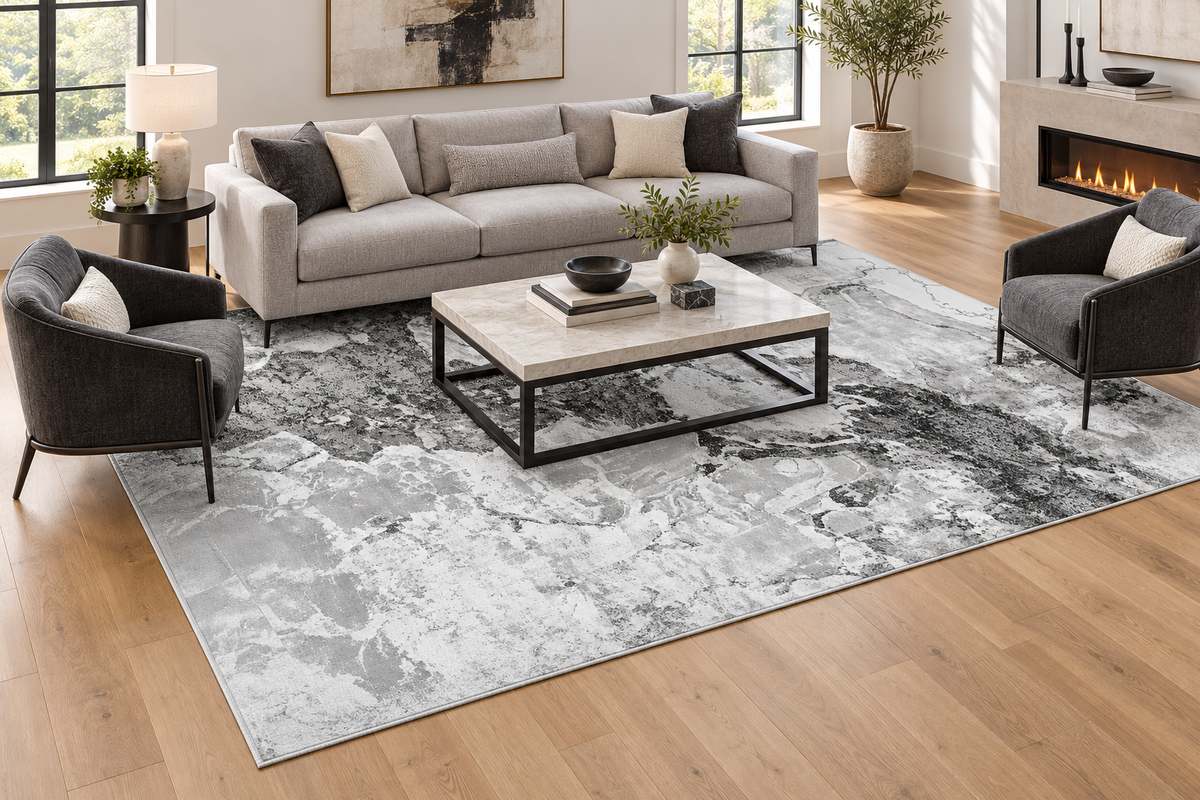 Monaco Grey Abstract Area Rug – 5.4x7.5 & 8x10