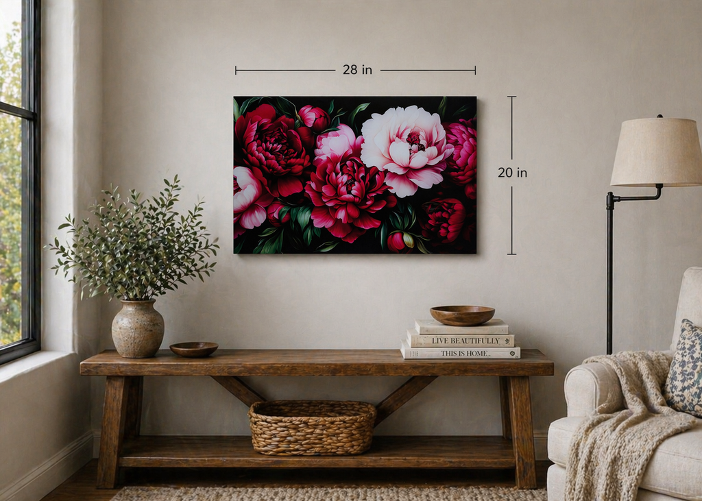 Midnight Peony Bloom 20in x 28in