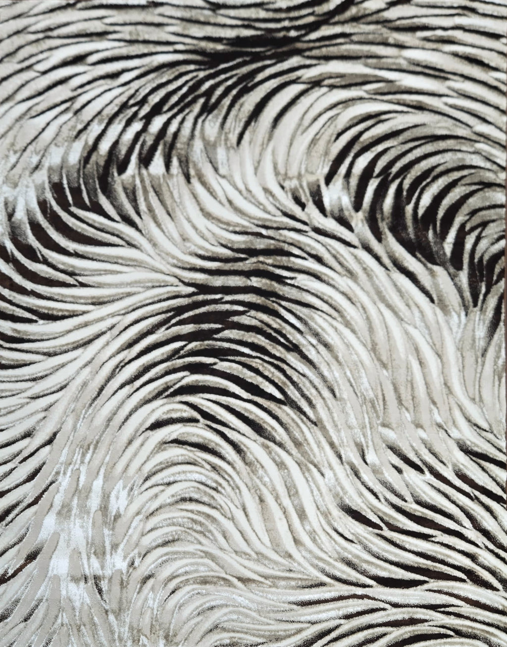 Serene Brown Abstract Wave Rug 5.4x7.5