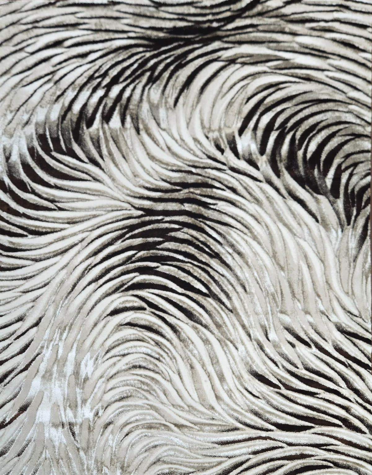 Serene Brown Abstract Wave Rug 5.4x7.5