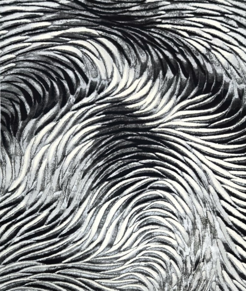 Serene Grey Abstract Wave Rug 5.4x7.5