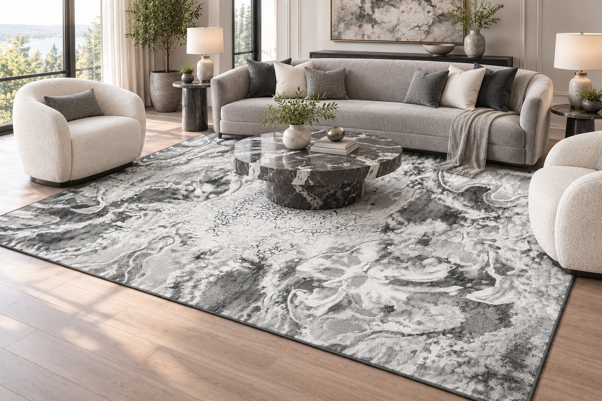 Neptune Grey Abstract Area Rug – 5.4x7.5 & 8x10