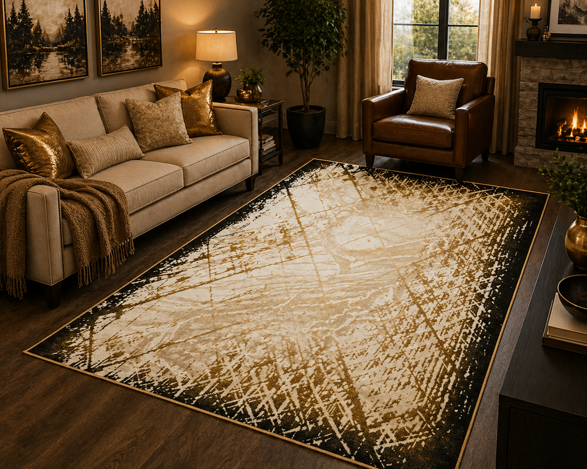 Legacy Gold Abstract Rug 5.4x7.5