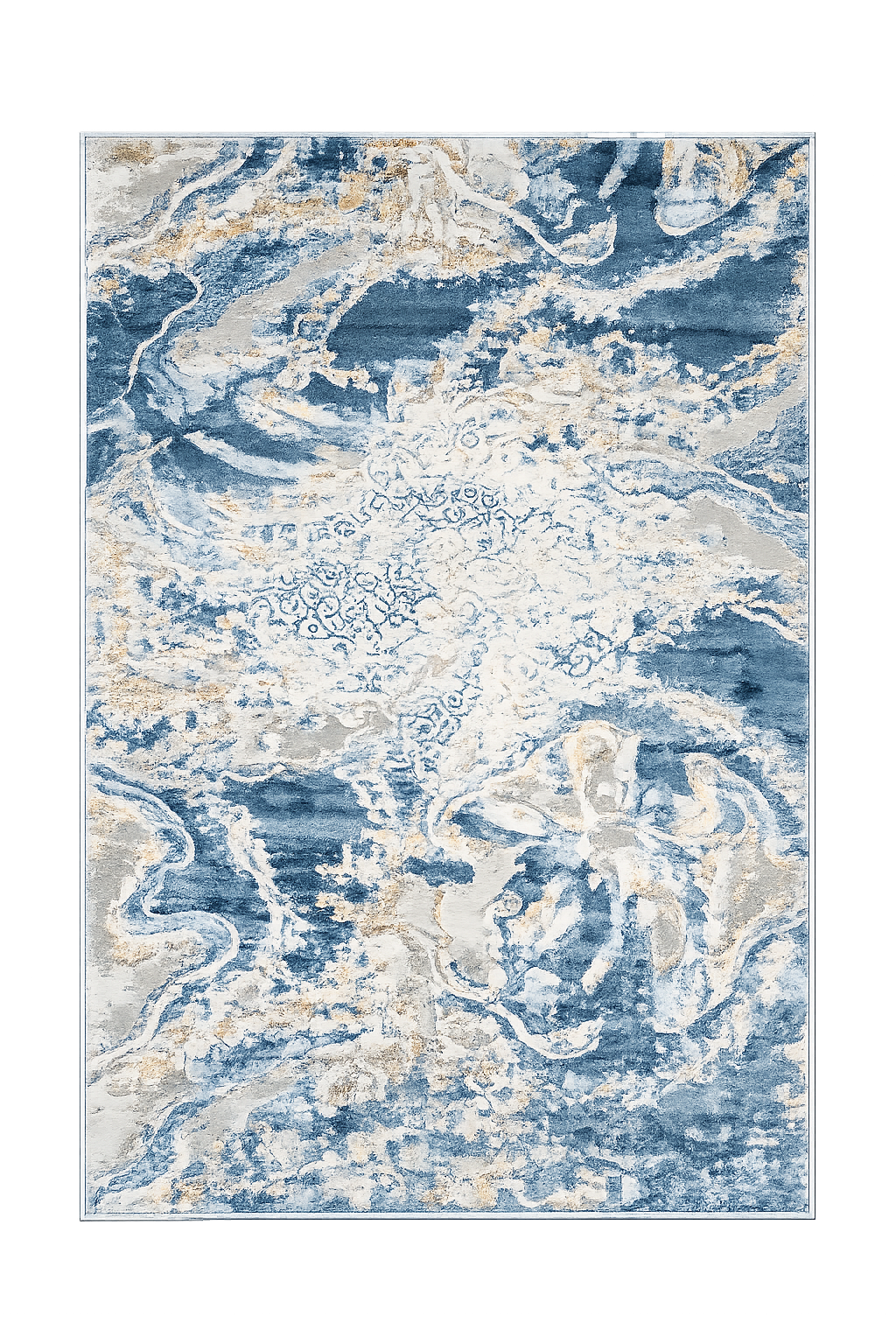Neptune Blue Abstract Area Rug – 5.4x7.5 & 8x10