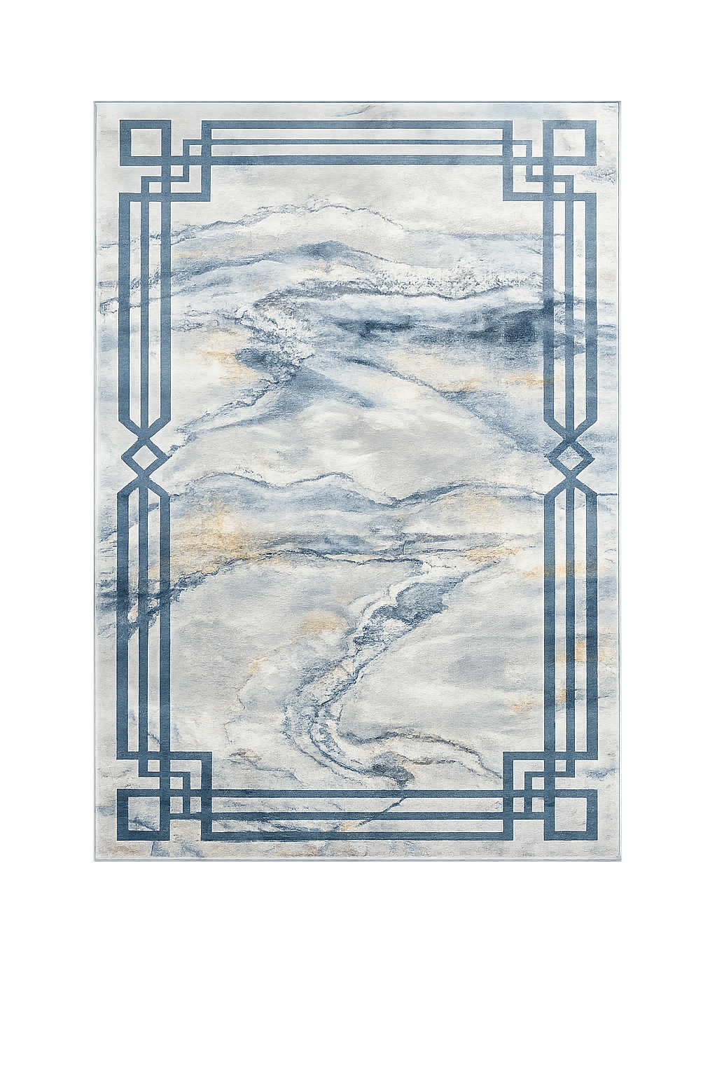 Mira Blue Abstract Marble Area Rug – 5.4x7.5 & 8x10