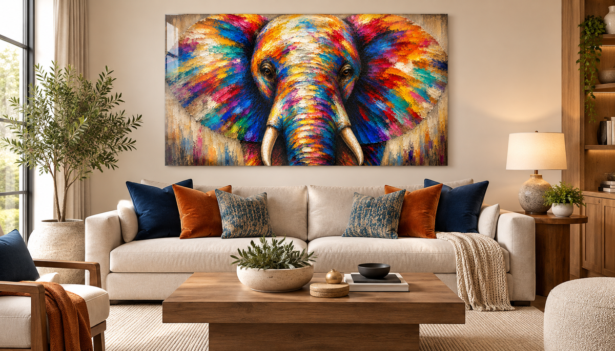 #2140L- Vibrant Majesty Colorful Elephant