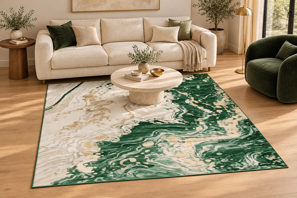 Haven Green Abstract Area Rug – 5.4x7.5 & 8x10