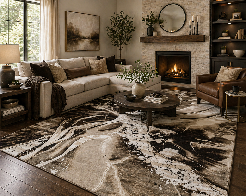 Fusion Brown Abstract Rug 5.4x7.5