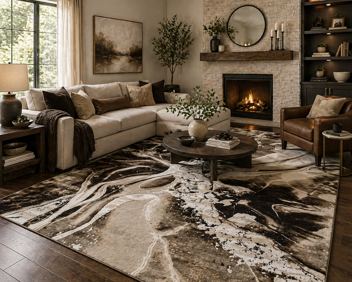 Fusion Brown Abstract Rug 5.4x7.5