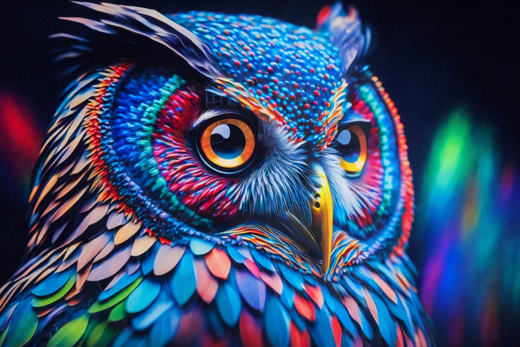 #1015L- Neon Wisdom Owl