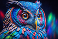 #1015L- Neon Wisdom Owl
