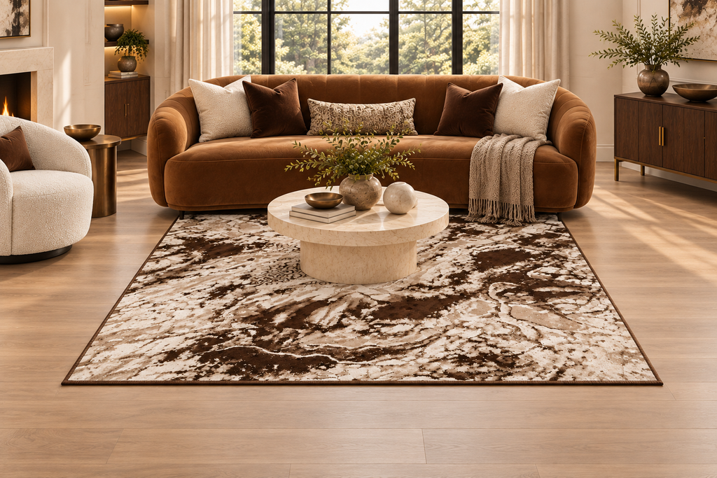 Neptune Brown Abstract Area Rug – 5.4x7.5 & 8x10