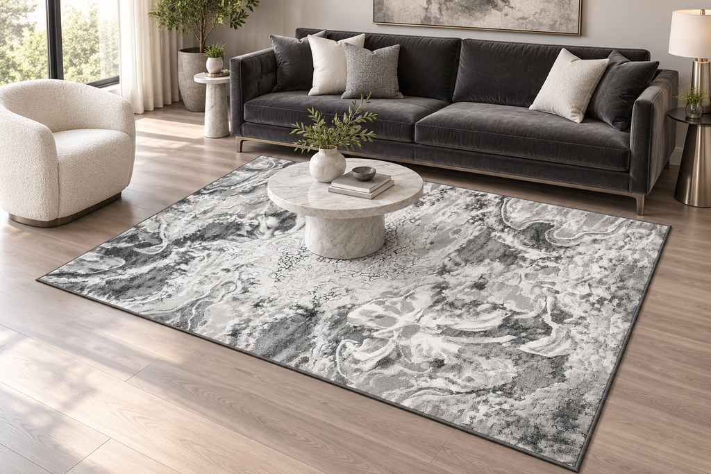 Neptune Grey Abstract Area Rug – 5.4x7.5 & 8x10