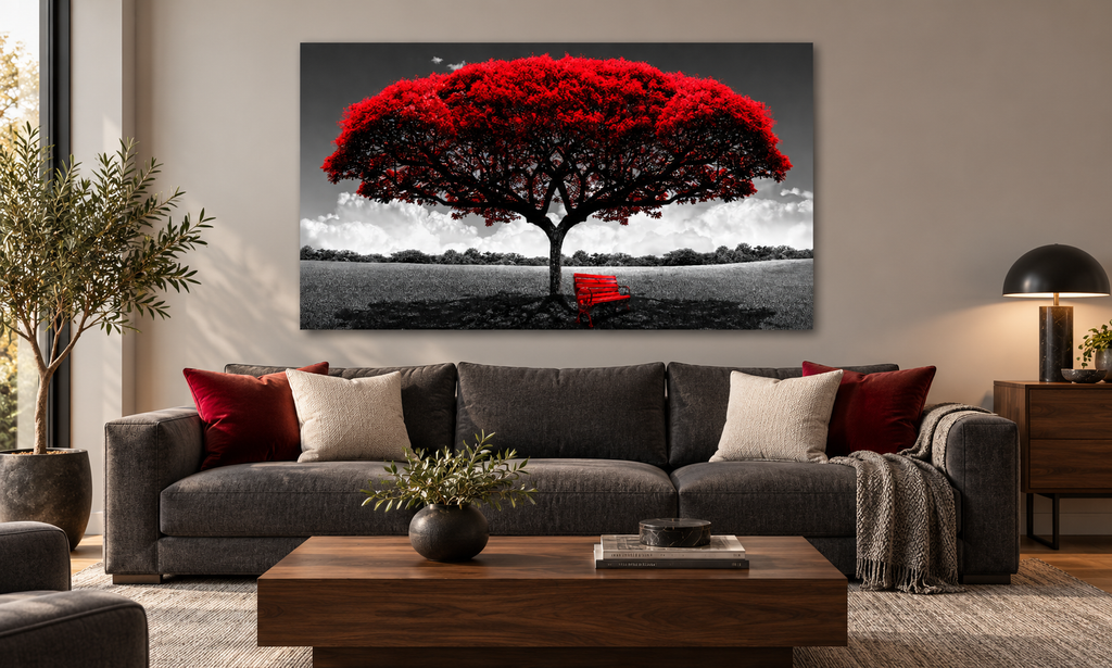 #2200L- Crimson Solitude Red Tree