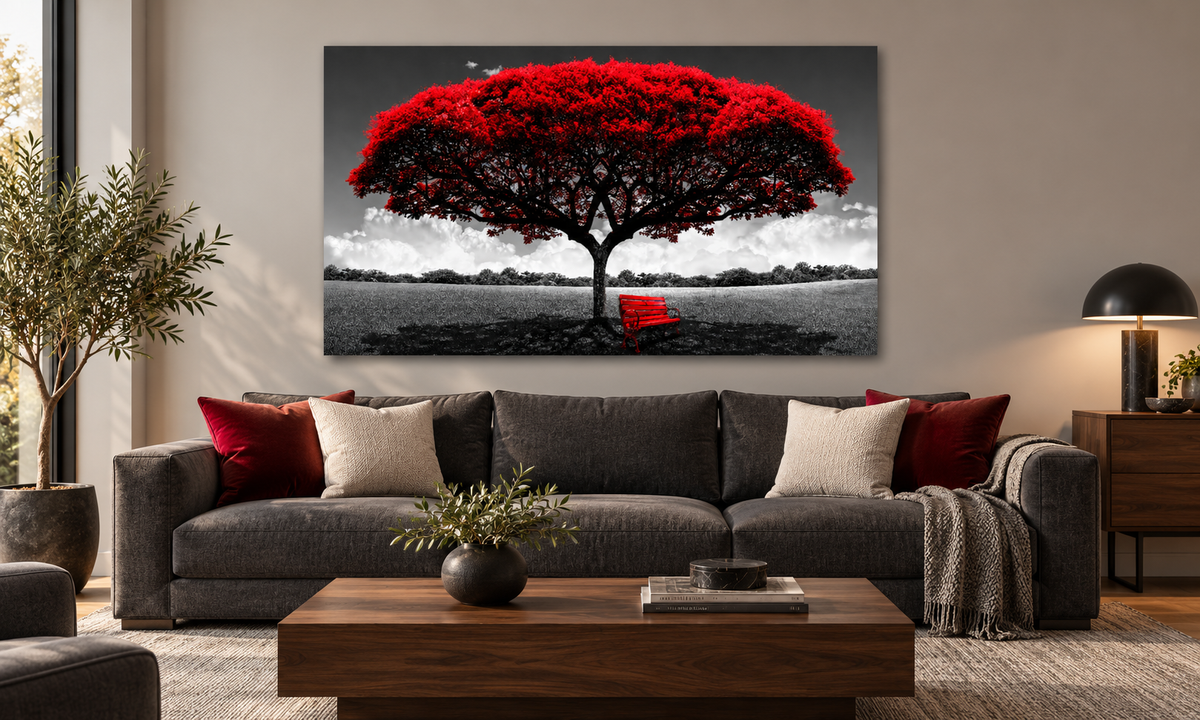 #2200L- Crimson Solitude Red Tree