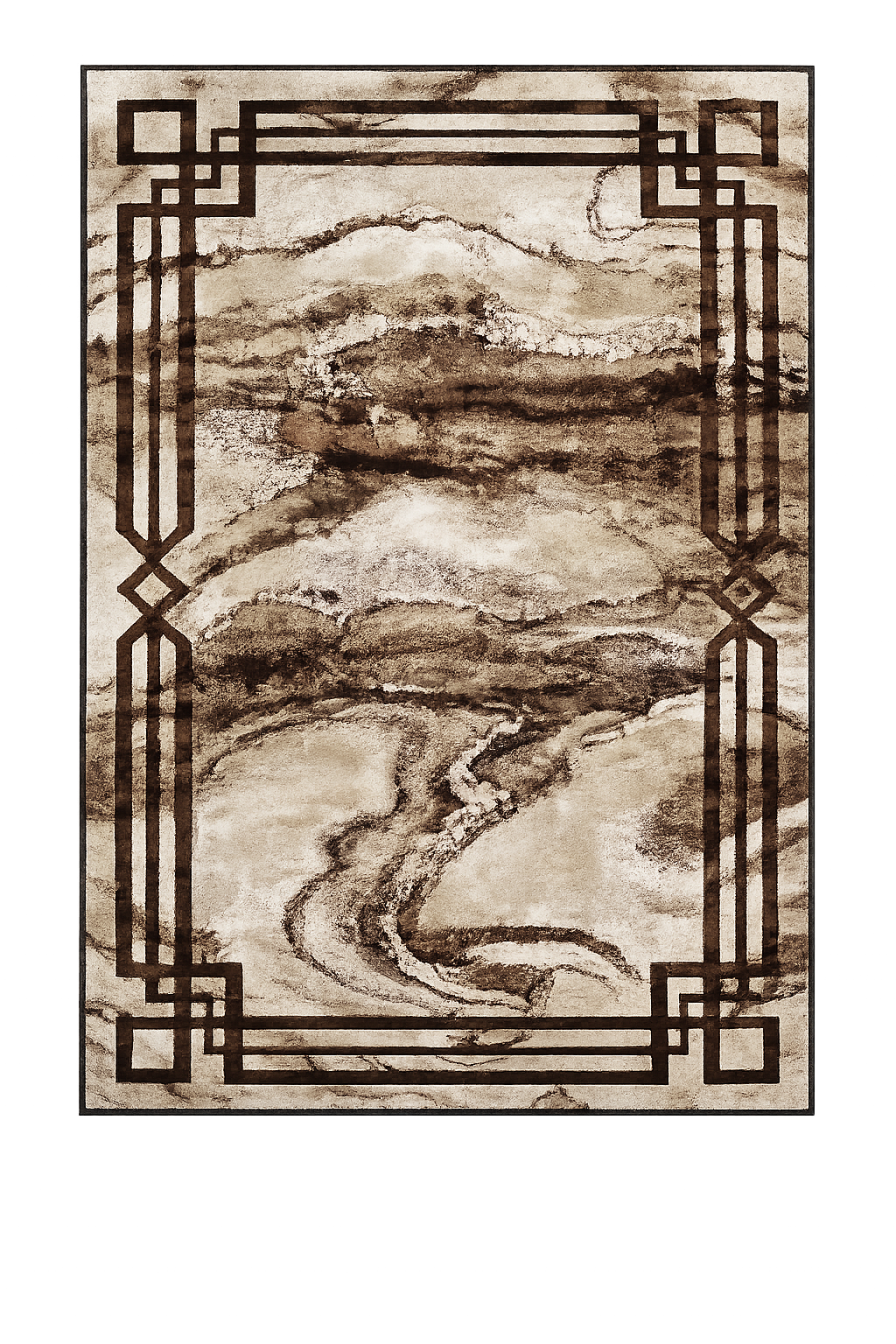Mira Brown Abstract Marble Area Rug – 5.4′ x 7.5′ & 8′ x 10′