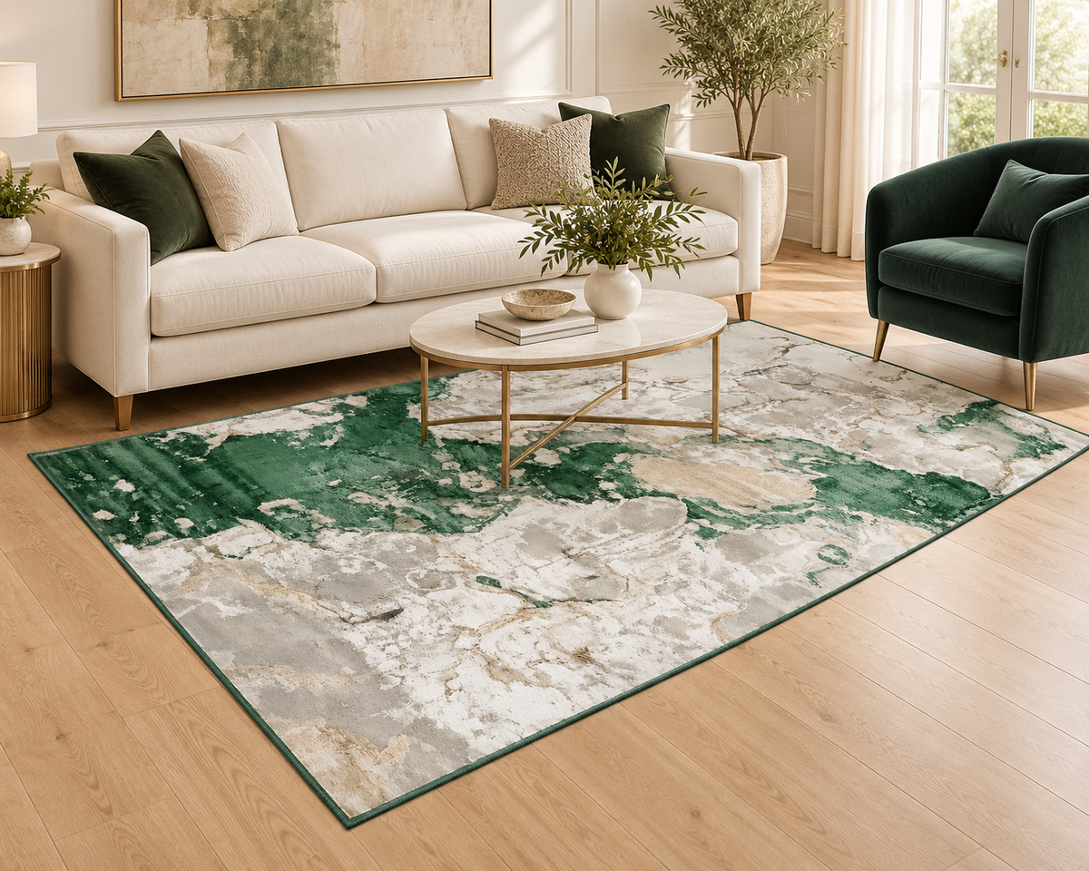 Monaco Green Abstract Area Rug – 5.4x7.5 & 8x10
