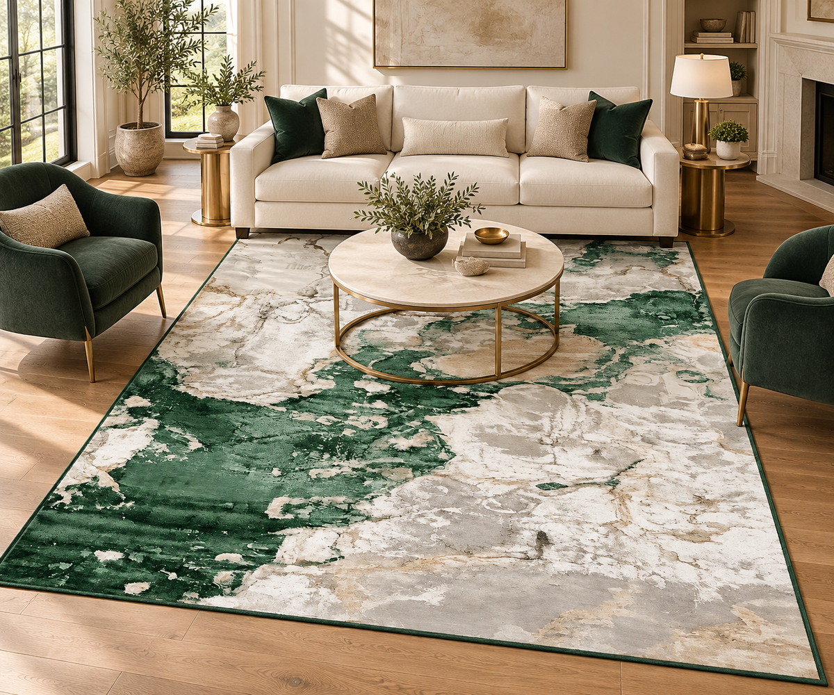 Monaco Green Abstract Area Rug – 5.4x7.5 & 8x10