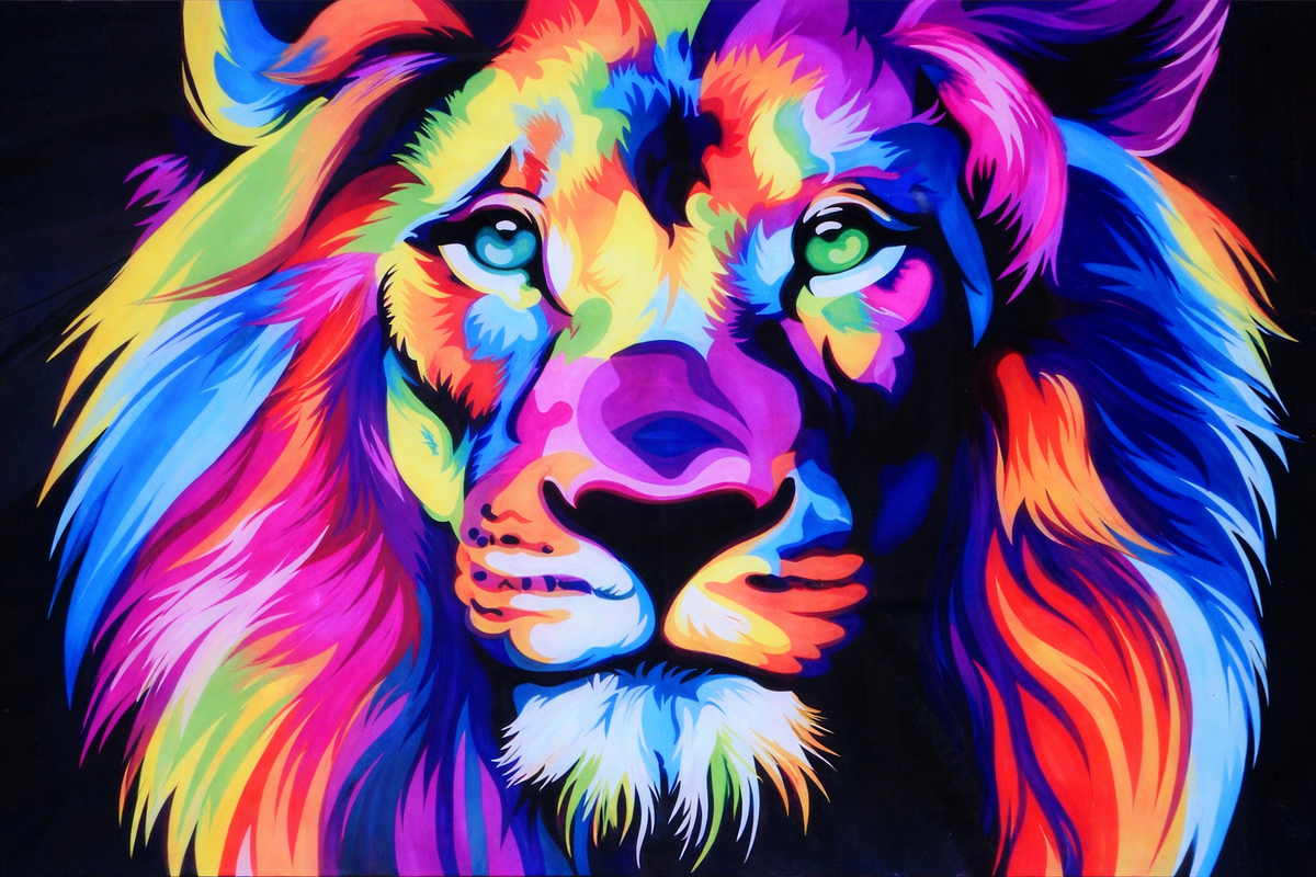 Neon Lion 20in x 28in